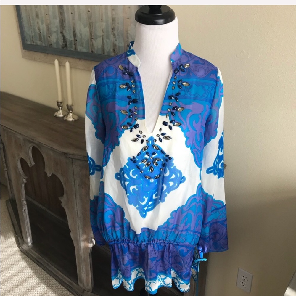 • Hale Bob • Jeweled Semi Sheer Tunic Coverup
